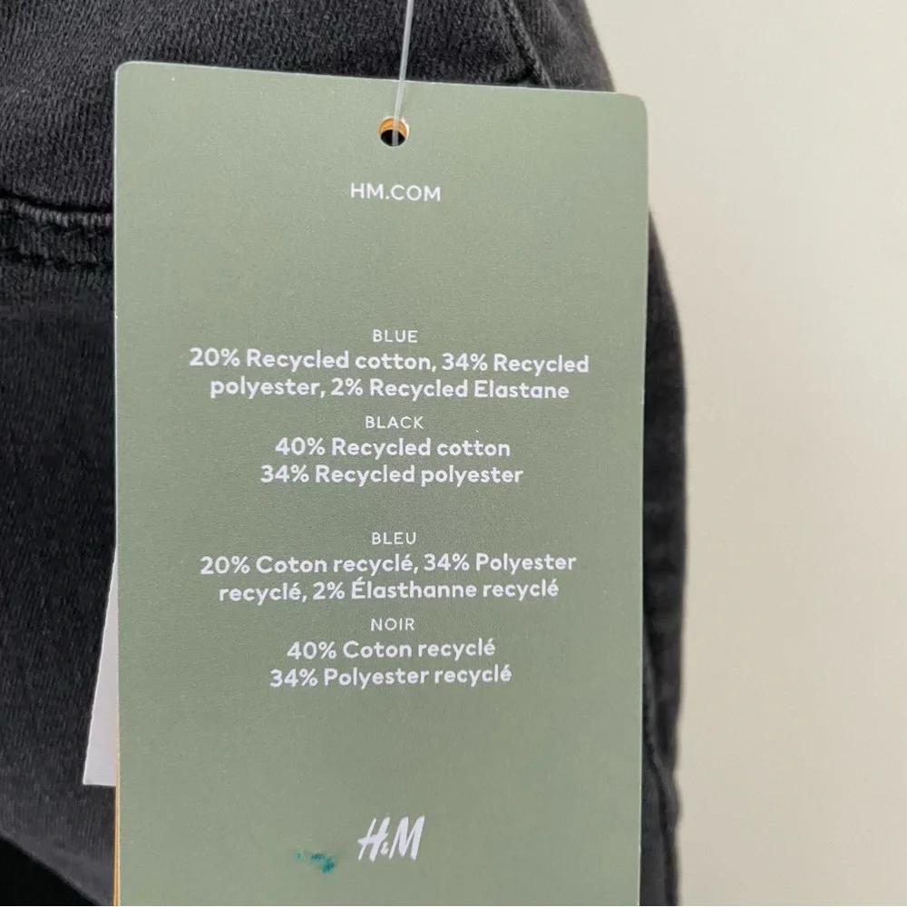NWT H&M Recycled Cotton Black Charcoal Jeggings Pants size 8